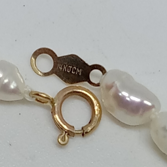 * NWT 14K gold JCM brand real rice pearls necklace 18" - Picture 4 of 5
